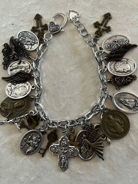Charm Bracelet, Saints, Catholic Mixed Metals